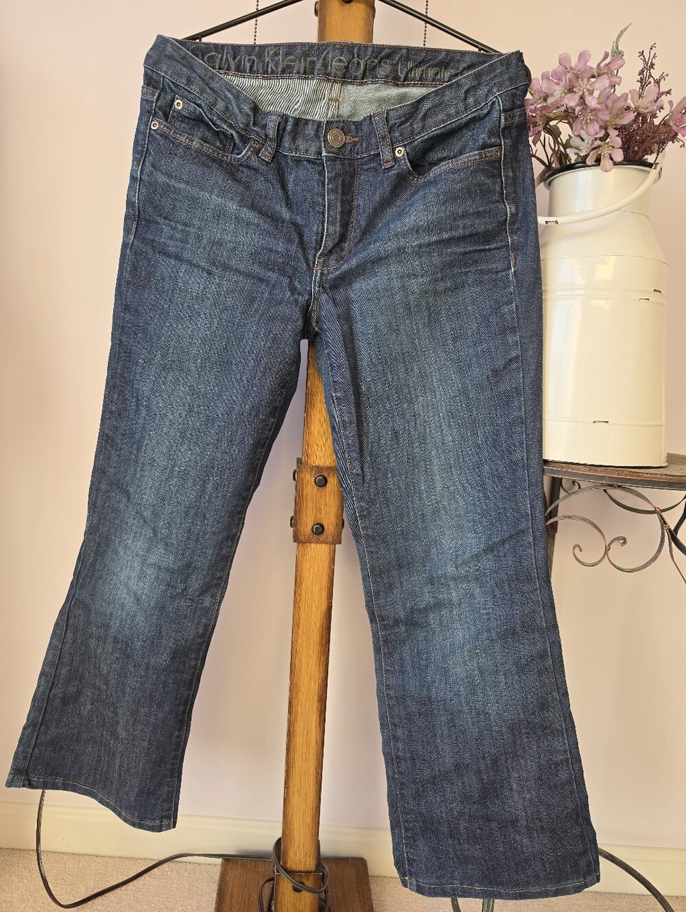 #2655, calvin klein ultimate bootcut jeans dark wash Sz 29/8 stretch, great cond